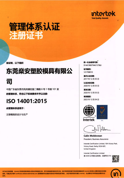 Cina Sun On Plastic Moulding Limited Sertifikasi